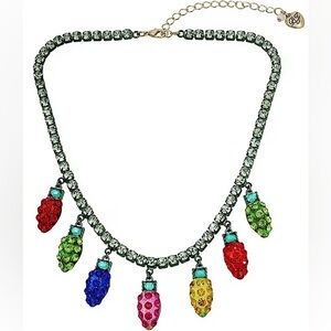 Betsey Johnson Jingle Bell Bling Christmas Lights Necklace New